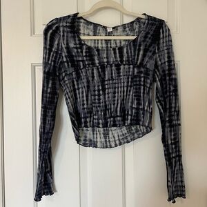 Topshop Navy Tie-Dye Blouse